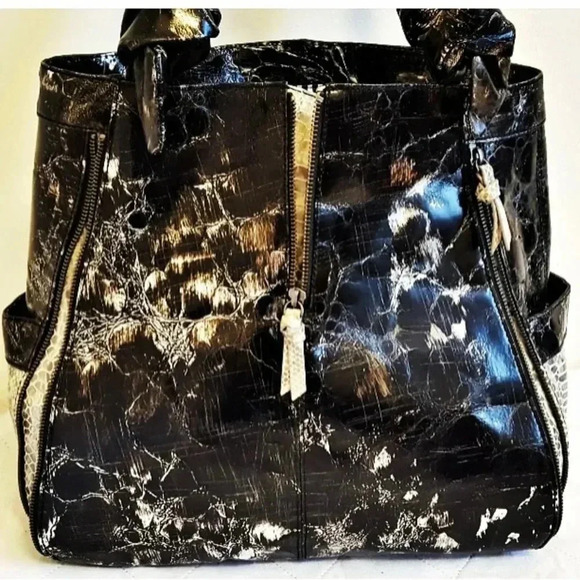 Vintage reign black & sparkling snake print handbag - Picture 13 of 13